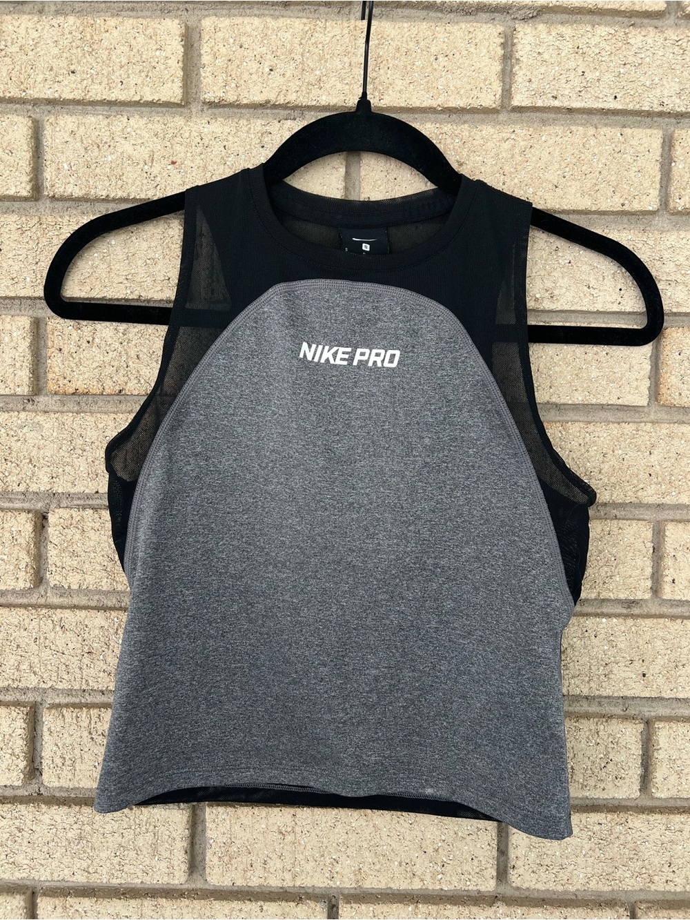 Nike Pro Women’s Grey and Black Crop Tank Mesh Back